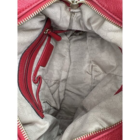 Michael Kors Bedford Large Red Leather Satchel/Bowling Bag - Picture 9 of 10